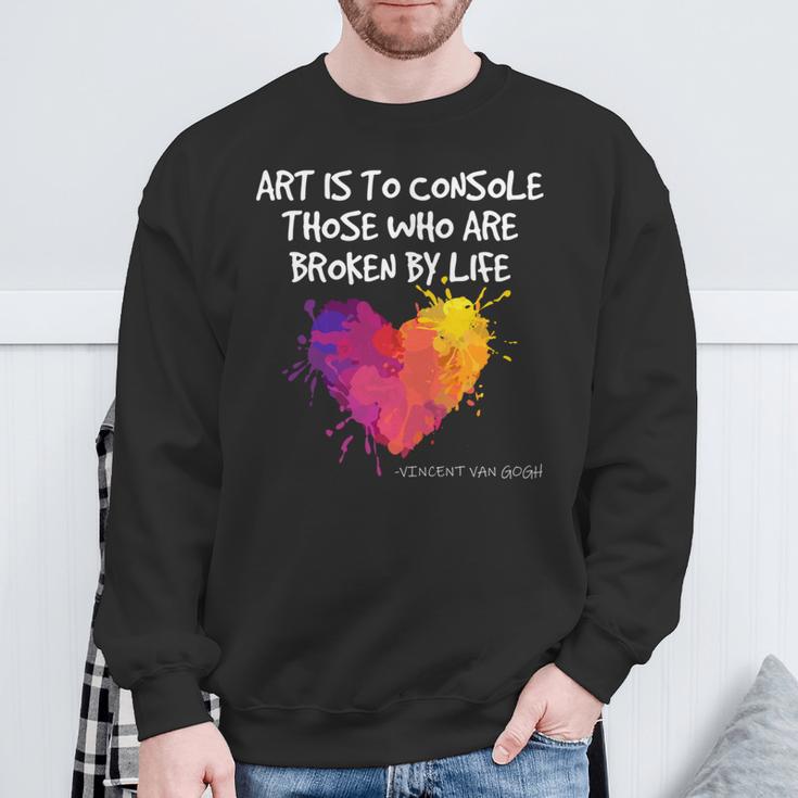 ゴッホ アート引用 ブロークンライフ アーティスト インスピレーション ハート バイブ 長袖tシャツ スウェットシャツ 高齢者への贈り物
