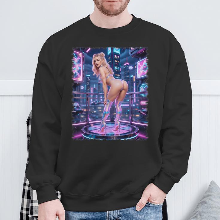 セクシーガールグラフィックtシャツ サイバーパンク ピンナップガールダンサー スウェットシャツ 高齢者への贈り物