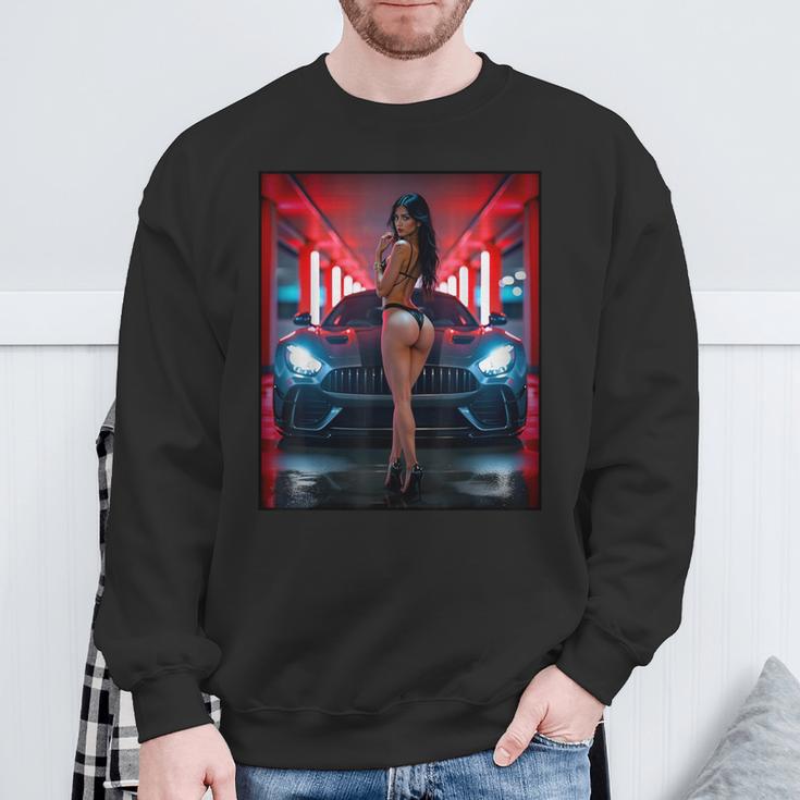 セクシーガールグラフィックtシャツ セクシービキニモデル&エキゾチックカー スウェットシャツ 高齢者への贈り物