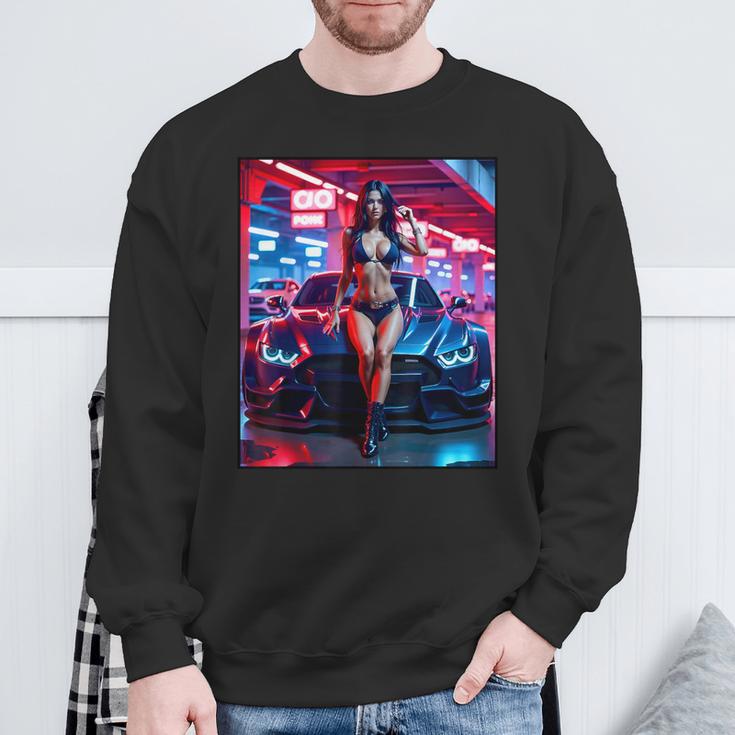 セクシーガールグラフィックtシャツ セクシーピンナップモデル&エキゾチックカー スウェットシャツ 高齢者への贈り物