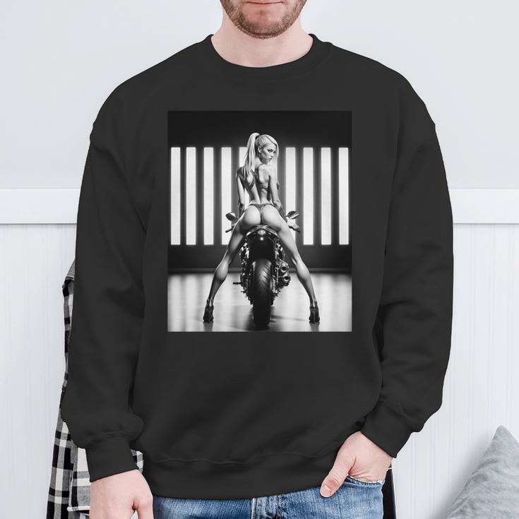 セクシーガールグラフィックtシャツ セクシーブロンドブーティモデルバイカーベイブ 長袖tシャツ スウェットシャツ 高齢者への贈り物