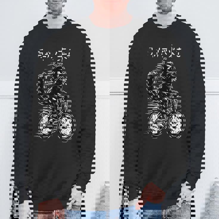 チャリで来た 面白いtシャツ 猫 自転車 動物 メンズ グッズ かわいい おもしろ 面白い 服 ネタ スウェットシャツ 高齢者への贈り物