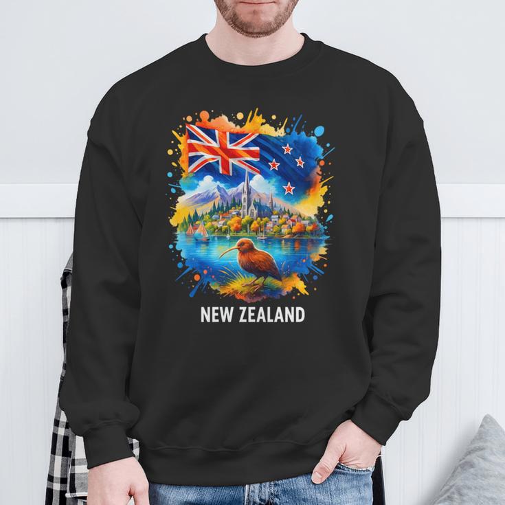 ニュージーランド国旗 旅行 お土産 ニュージーランド人 Nz キウイバード 長袖tシャツ スウェットシャツ 高齢者への贈り物
