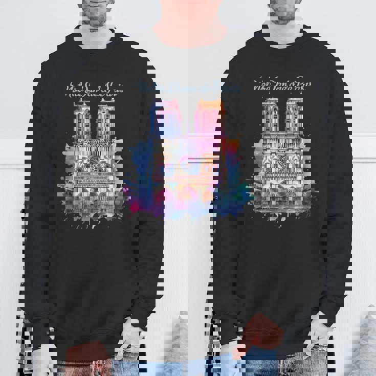 ノートルダム大聖堂 水彩画 スウェットシャツ 高齢者への贈り物