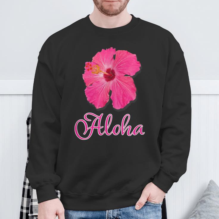 ハイビスカス Aloha アロハ《赤》（ハワイ・南国・フラダンス）夏 かわいい スウェットシャツ 高齢者への贈り物