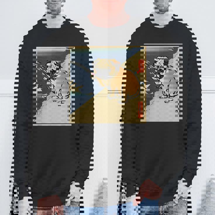 パグ 犬 面白いtシャツ イヌ 釣り メンズ おもしろ 面白い 服 おもしろグッズ 文字tシャツ ネタ 海釣り 川釣り スウェットシャツ 高齢者への贈り物