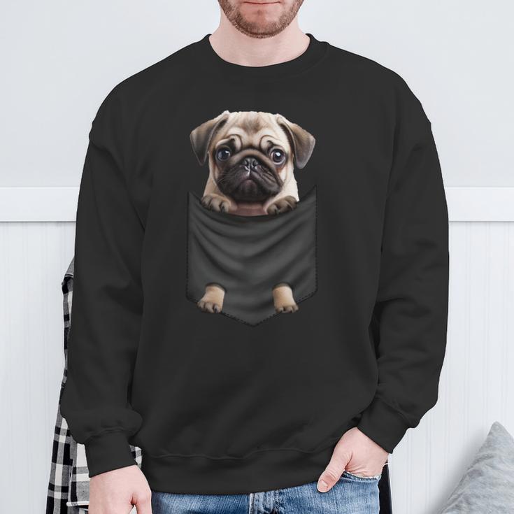 パグ 面白いtシャツ イヌ ポケット わんこ メンズ 犬好き グッズ かわいい おもしろ 面白い 服 ネタ 長袖tシャツ スウェットシャツ 高齢者への贈り物