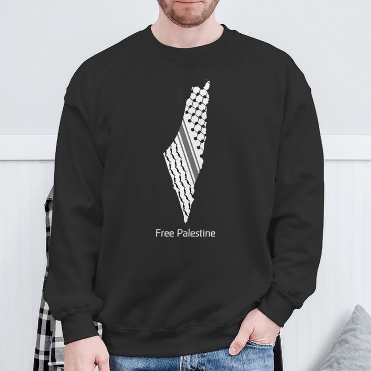 パレスチナのケフィエ地図、パレスチナ、フリーパレスチナ 長袖tシャツ スウェットシャツ 高齢者への贈り物