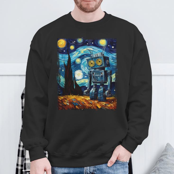 ビンテージロボットアート ゴッホ おもちゃ ロボットビルダー ロボティクス 長袖tシャツ スウェットシャツ 高齢者への贈り物
