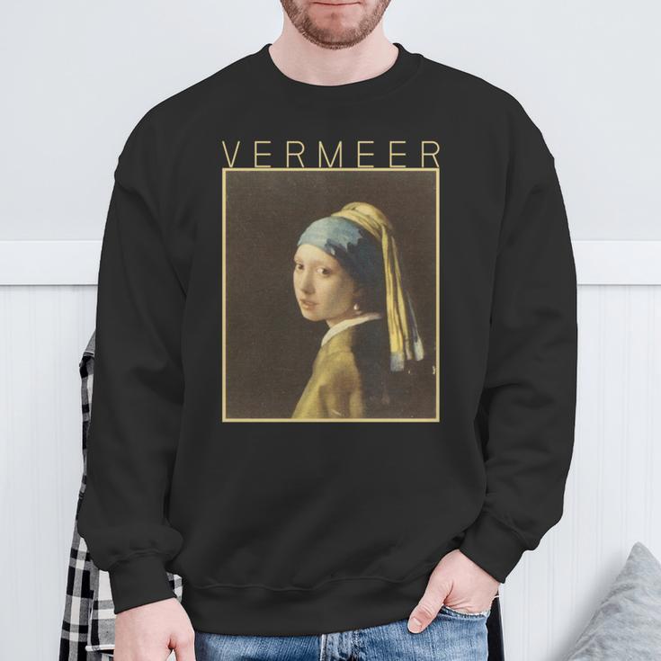 フェルメール 真珠の耳飾りの少女 面白いtシャツ 絵画 アート メンズ 面白い 服 美術 グッズ 油彩画 長袖tシャツ スウェットシャツ 高齢者への贈り物