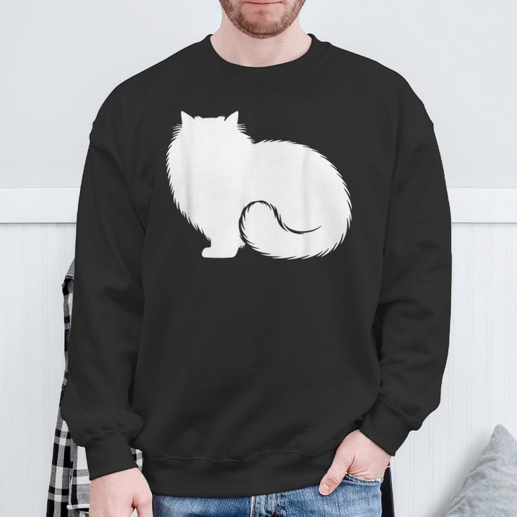 ペルシャ猫のふわふわした座り姿 Persian Cat Fluffyittingilhouette スウェットシャツ 高齢者への贈り物
