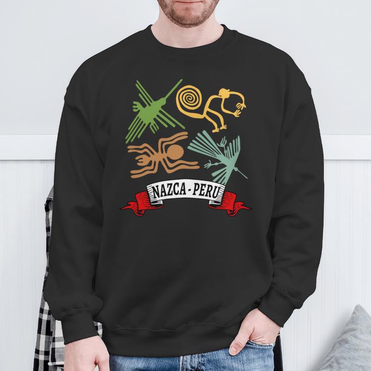 ペルーのナスカ線 ペルー古代地上絵ミステリーアート 長袖tシャツ スウェットシャツ 高齢者への贈り物
