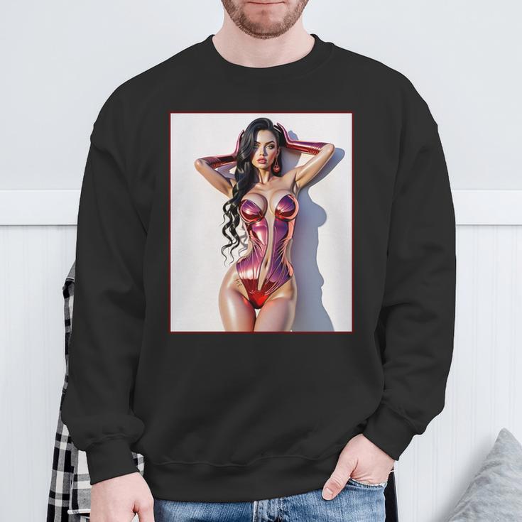 ホットガールオンtシャツ 男性用 セクシー巨乳sfピンナップガール 長袖tシャツ スウェットシャツ 高齢者への贈り物