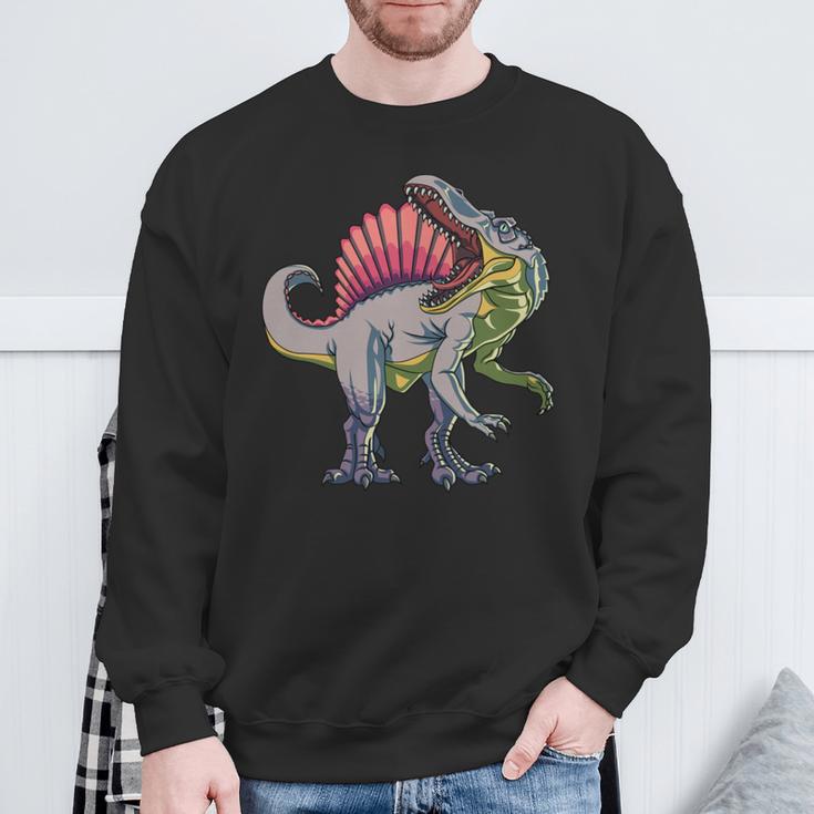 リアルなスピノサウルス 恐竜 先史時代の野生動物 長袖tシャツ スウェットシャツ 高齢者への贈り物