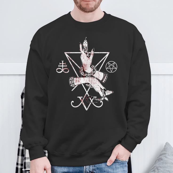 ルシファーの悪魔の紋章 五芒星とリヴァアタン十字架 長袖tシャツ スウェットシャツ 高齢者への贈り物