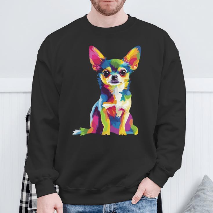 ヴィンテージ レトロ チワワ 犬 かわいい グルービー 犬 長袖tシャツ スウェットシャツ 高齢者への贈り物