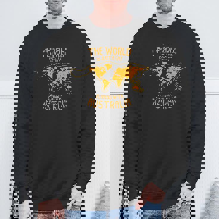 世界はオーストラリア オーストラリアで遊ぶ猫 スウェットシャツ 高齢者への贈り物