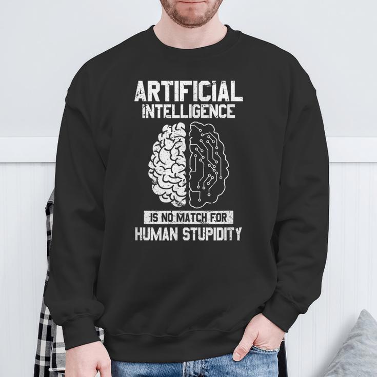 人工知能マッチ 人間の愚かさ Ai Tech ジョーク スウェットシャツ 高齢者への贈り物