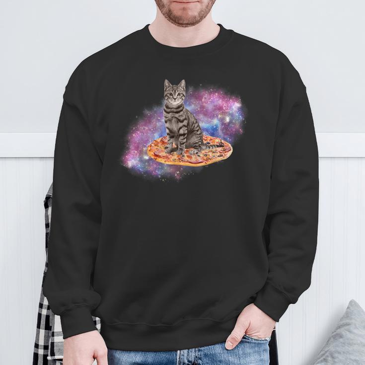 宇宙の猫とピザ スウェットシャツ 高齢者への贈り物