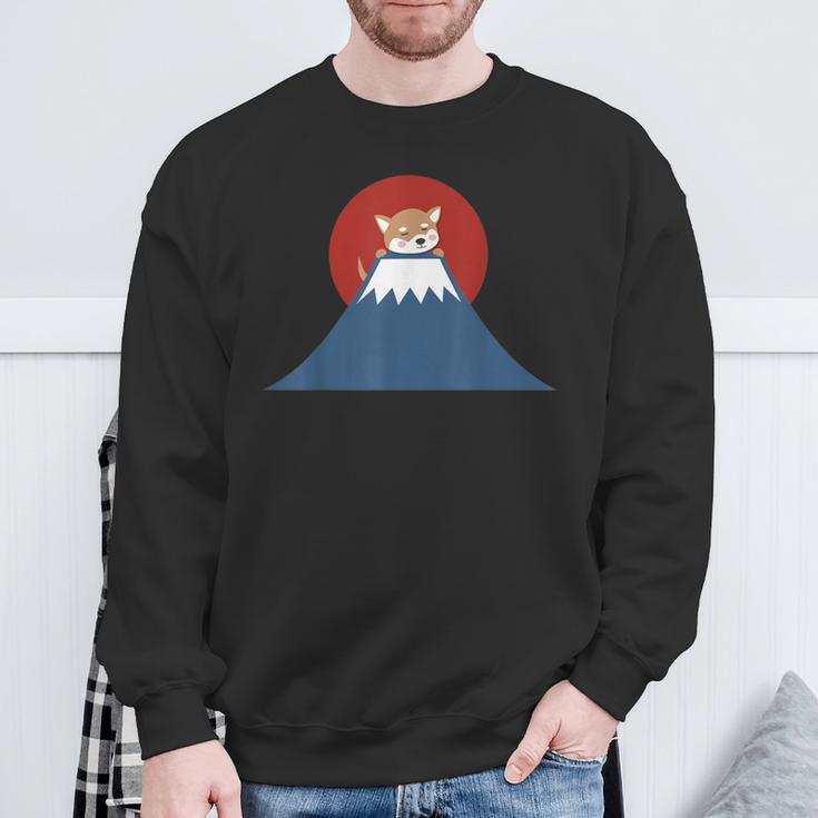 富士山柴犬tシャツ 日本犬ジャパンtシャツ カワイイ スウェットシャツ 高齢者への贈り物