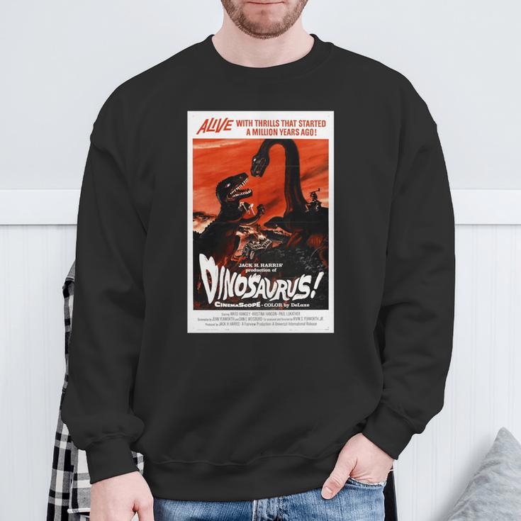 恐竜レトロヴィンテージ映画ポスタープリント 長袖tシャツ スウェットシャツ 高齢者への贈り物
