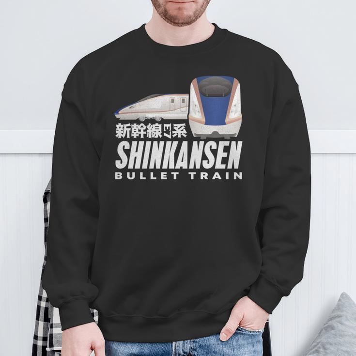 新幹線 新幹線 日本の漢字 鉄道扇子 長袖tシャツ スウェットシャツ 高齢者への贈り物