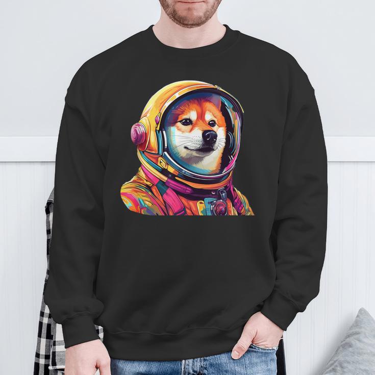柴犬 面白いtシャツ 犬 宇宙飛行士 かわいい メンズ 子供 おもしろ 服 グッズ ネタ 犬好き スウェットシャツ 高齢者への贈り物