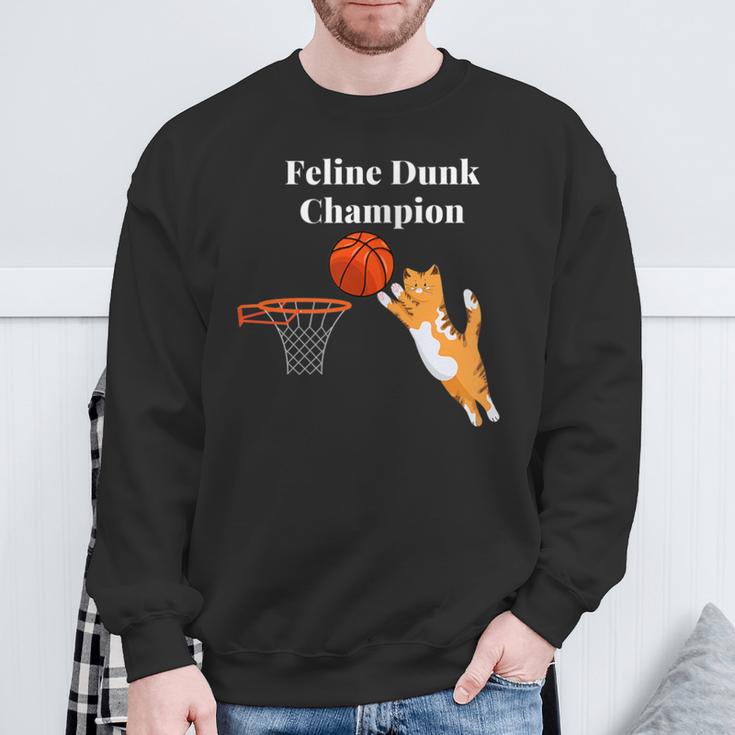 猫ダンク チャンピオン バスケットボールを踊る猫 スウェットシャツ 高齢者への贈り物
