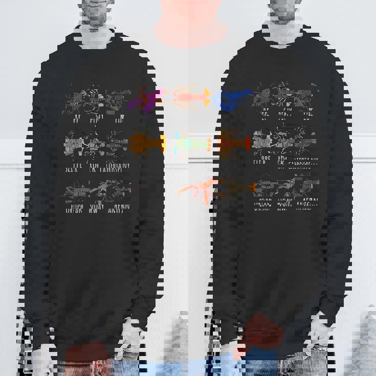 異なるタイプのロブスター種チャート海洋生物学 スウェットシャツ 高齢者への贈り物