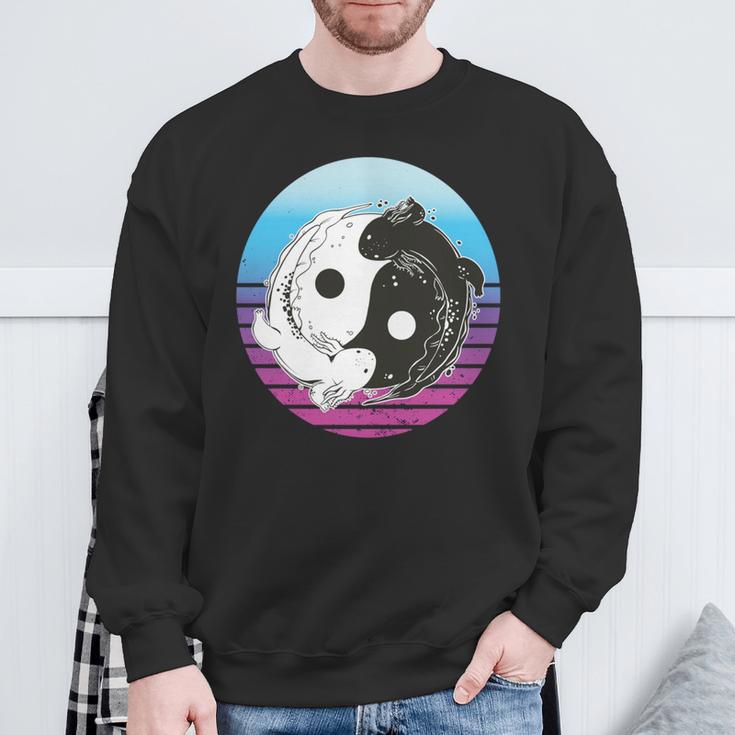 陰陽ウーパールーパー アート グラフィック アニメ ウーパールーパー 恋人 日本語 長袖tシャツ スウェットシャツ 高齢者への贈り物