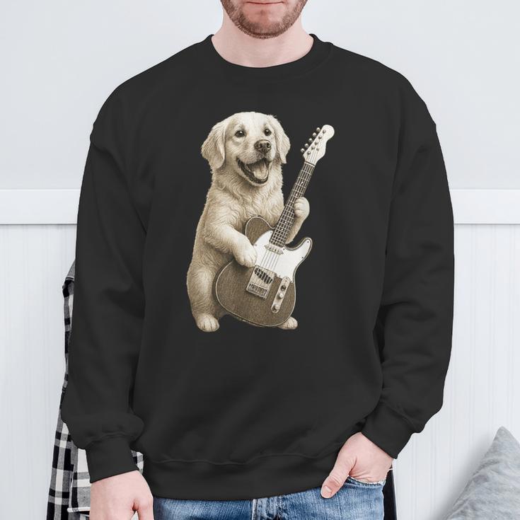 面白いtシャツ ゴールデンレトリバー 犬 ギター イヌ メンズ グッズ かわいい おもしろ 面白い 服 ネタ スウェットシャツ 高齢者への贈り物