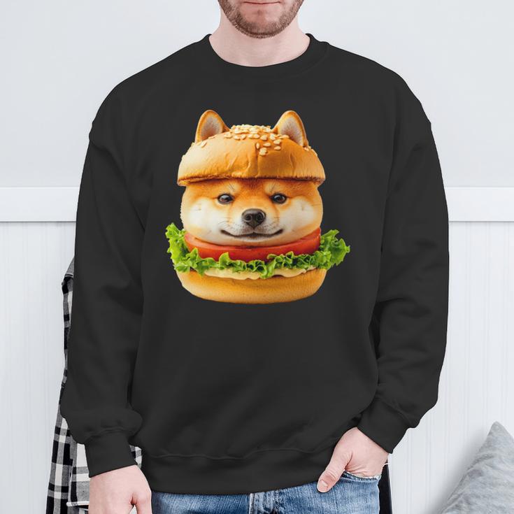 面白いtシャツ 柴犬 犬 イヌ ハンバーガー メンズ 犬好き グッズ かわいい おもしろ 面白い 服 ネタ 長袖tシャツ スウェットシャツ 高齢者への贈り物