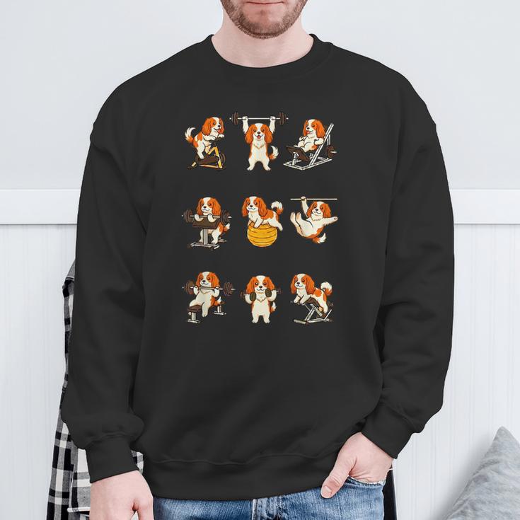 面白いtシャツ 犬 キャバリア 筋トレ ジム イヌ グッズ かわいい おもしろtシャツ 面白い 服 ネタ スウェットシャツ 高齢者への贈り物