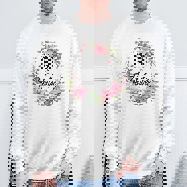 101歳＆ファビュラスフラワーパーティー 101歳の誕生日おめでとう 長袖tシャツ スウェットシャツ 高齢者への贈り物