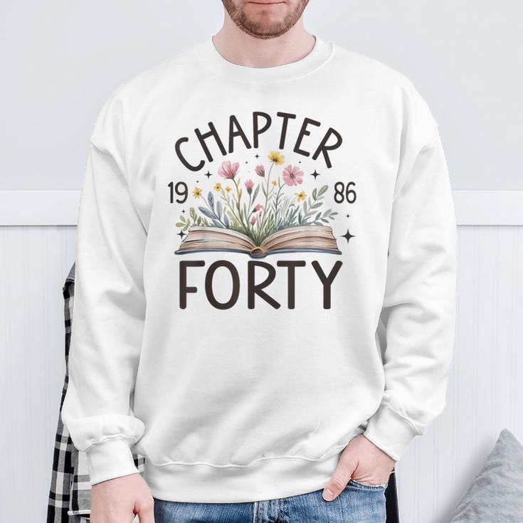 1986 Chapter Forty 40th Birthday Wildflower Book 40 Year Old Sweatshirt Gifts for Old Men
