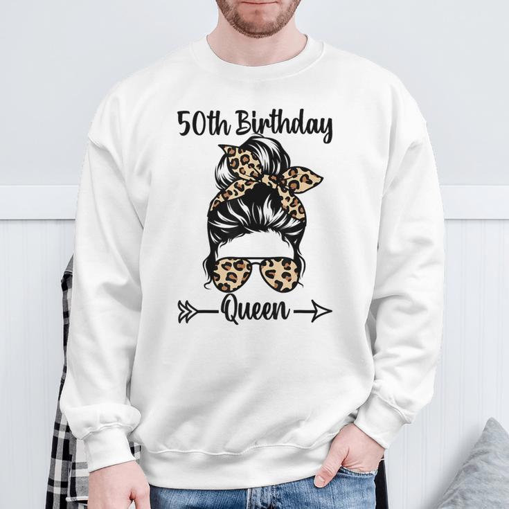 50歳の誕生日 クイーン Happy 50歳 散らかったパンヒョウ スウェットシャツ 高齢者への贈り物