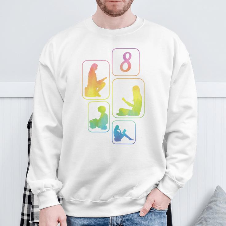 8th Birthday Book Reading Bookworm Book Lover Girls Sweatshirt Gifts for Old Men