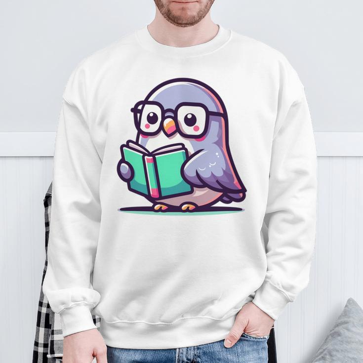 Adorable Book Lover Pigeon With Reading Glasses Cute Sweatshirt Gifts for Old Men Adorable Book Lover Pigeon With Reading Glasses Cute Sweatshirt Gifts for Old Men