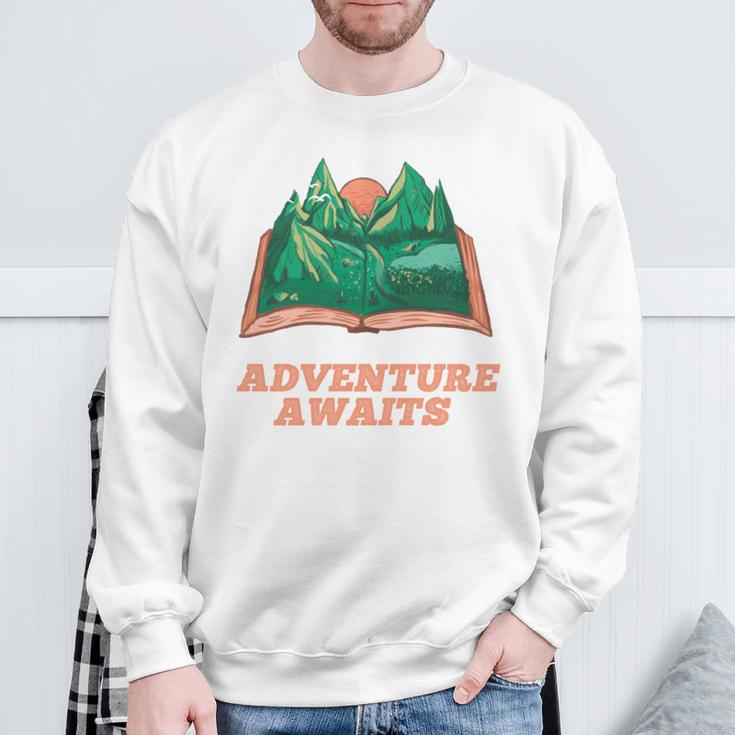 Adventure Awaits a Idea For Book Lovers Sweatshirt Gifts for Old Men