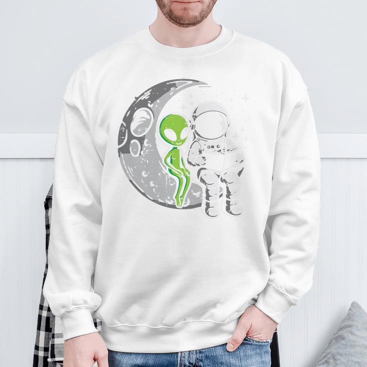 Astronaut Reading Book To Alien Moon Space Women Kids Men Premium Tri-Blend Sweatshirt Gifts for Old Men