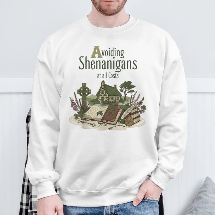 Avoiding Shenanigans Irish St Patricks Day Book Reader Sweatshirt Gifts for Old Men