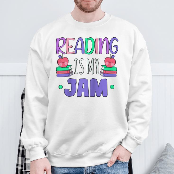 Back To School Book Reader Reading Is My Jam Bookworm Raglan Baseball Tee Sweatshirt Gifts for Old Men