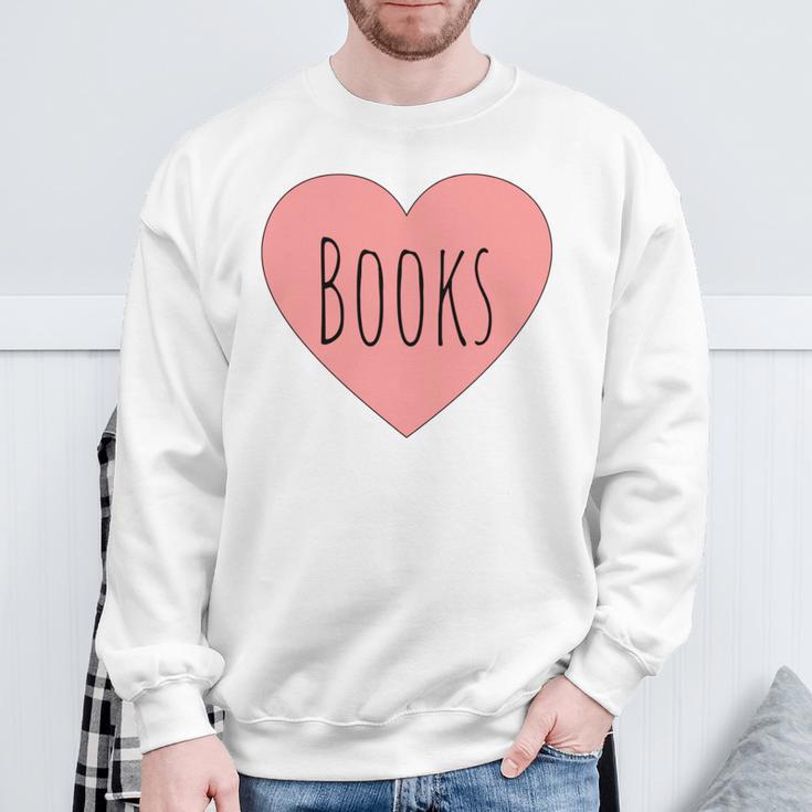 Back To School Heart Love Reading Cute I Love Books Sweatshirt Gifts for Old Men