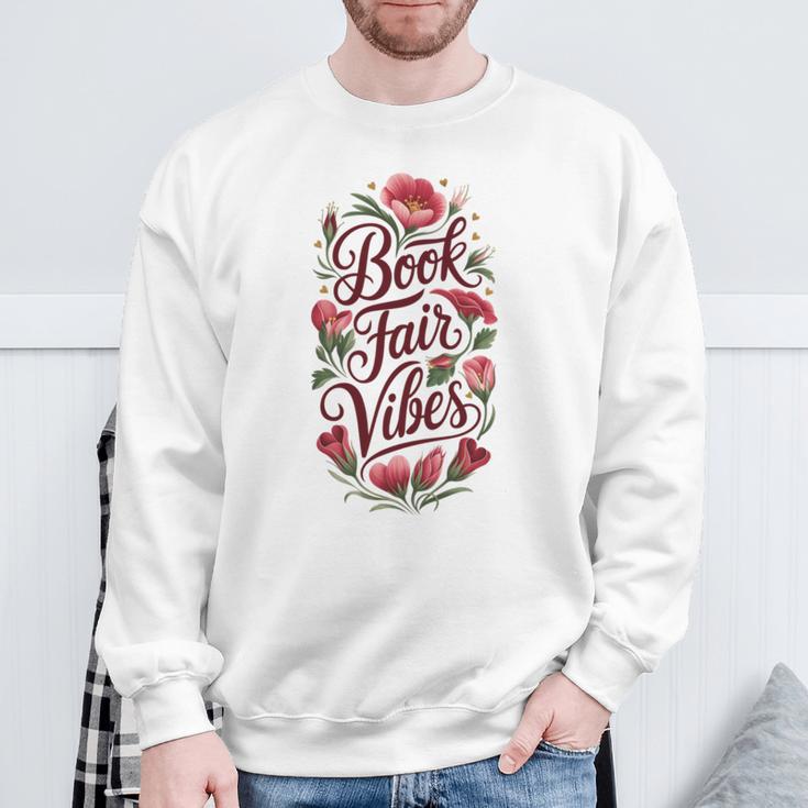Book Fair Vibes Groovy 70s Retro School Librarian Sweatshirt Gifts for Old Men