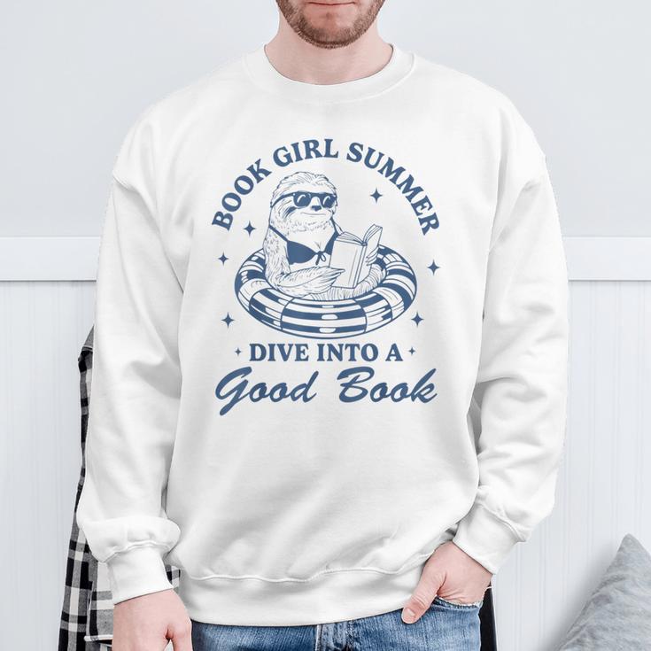 Book Girl Summer Bookish Sloth Beach Vacation Sweatshirt Gifts for Old Men Book Girl Summer Bookish Sloth Beach Vacation Sweatshirt Gifts for Old Men