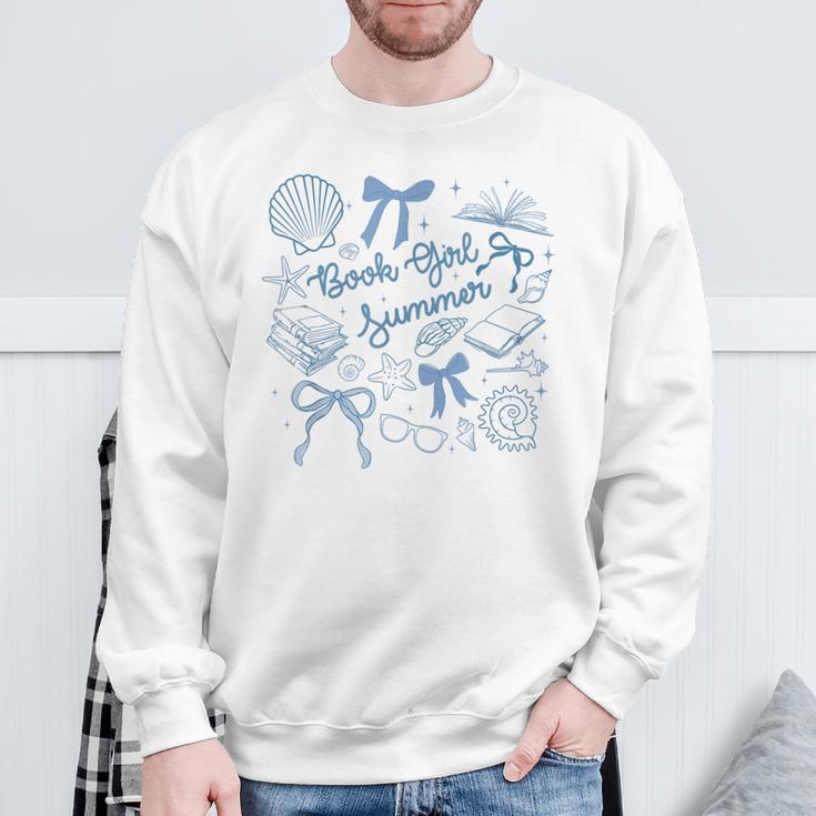 Book Girl Summer Bow Beach Seashell Summer Sweatshirt Gifts for Old Men