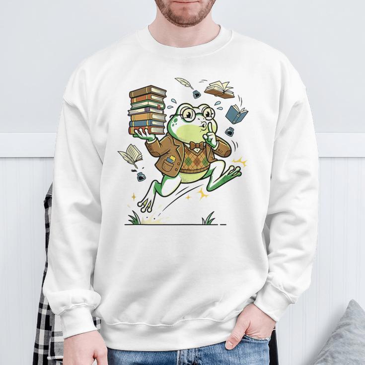 Book Lover Frog Quiet Please Cute Librarian Cartoon Sweatshirt Gifts for Old Men Book Lover Frog Quiet Please Cute Librarian Cartoon Sweatshirt Gifts for Old Men