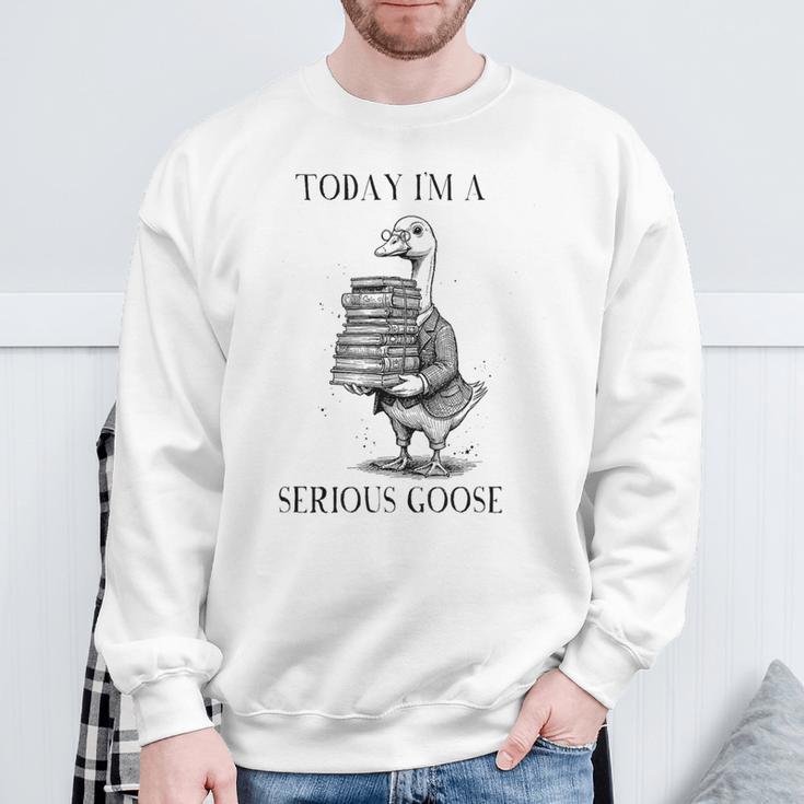 Book Lover Librarian Today I'm Serious Goose Meme Sweatshirt Gifts for Old Men