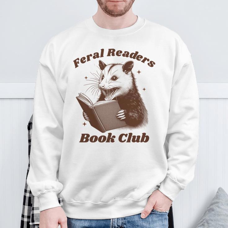 Book Lover Opossum Bookish Reader Feral Readers Book Club Sweatshirt Gifts for Old Men
