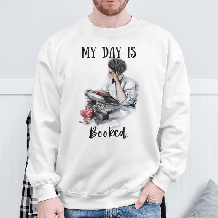 Book Lovers My Day Is Booked Vintage Sweatshirt Gifts for Old Men